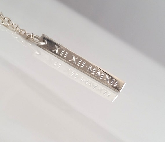 Petite Silver Roman Numeral Bar Necklace