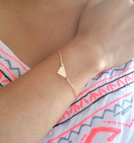 Tiny Gold Triangle Initial Bracelet