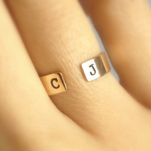 Initial Ring Personalized Gold Ring Couples Ring - Etsy