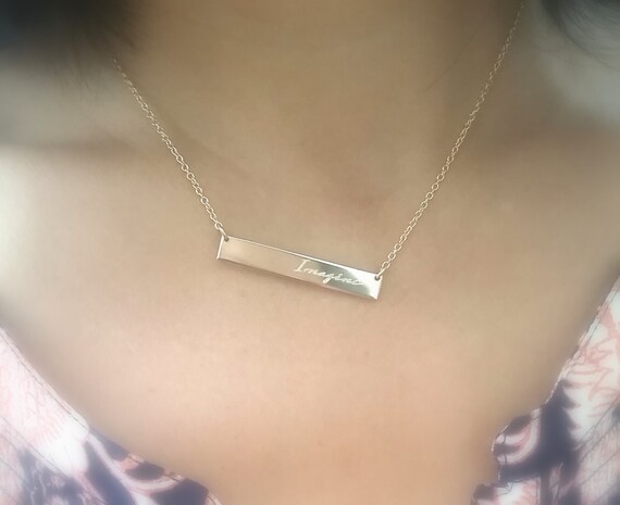 Personalized bar necklace silver outlet