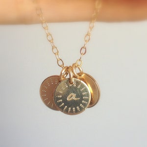 Personalized Gold Initial Disc Necklace: 14k Gold Fill Charm