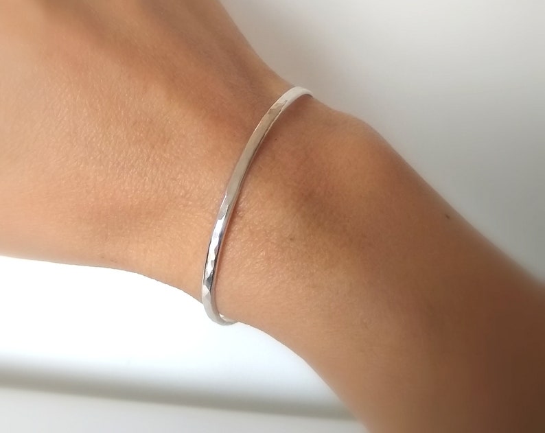 Dainty Bracelet Wedding Jewelry Skinny Silver Cuff Thin Sterling Silver Cuff Minimalist Layering Hammered Silver Cuff Bracelet