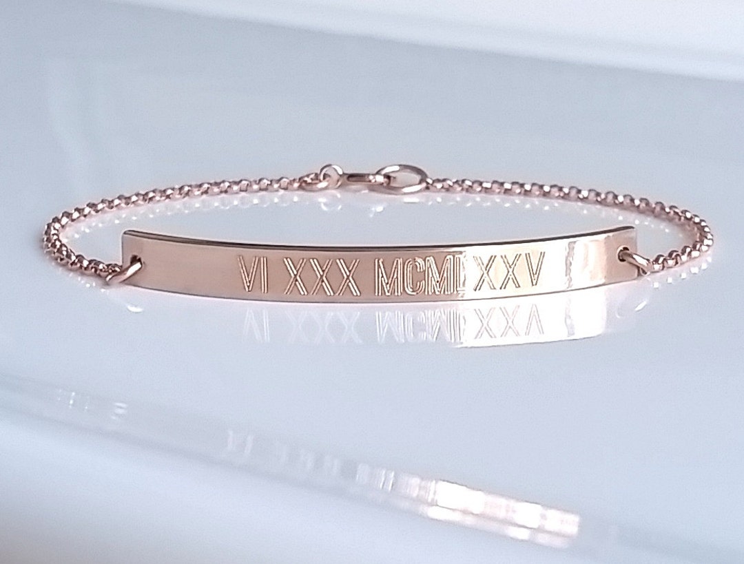 Rose gold roman numeral bracelet Clearance