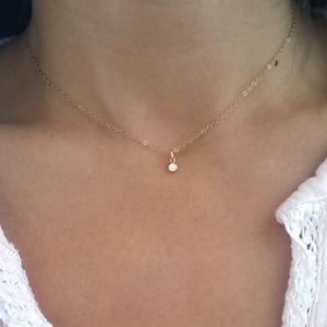 Delicate Diamond CZ Necklace - Tiny Diamond Necklace - Solitaire Necklace - Gift For Her - Everyday Gold Necklace - Simple Layering Necklace
