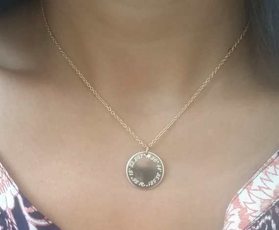 Gold Coordinate Round Disc Necklace