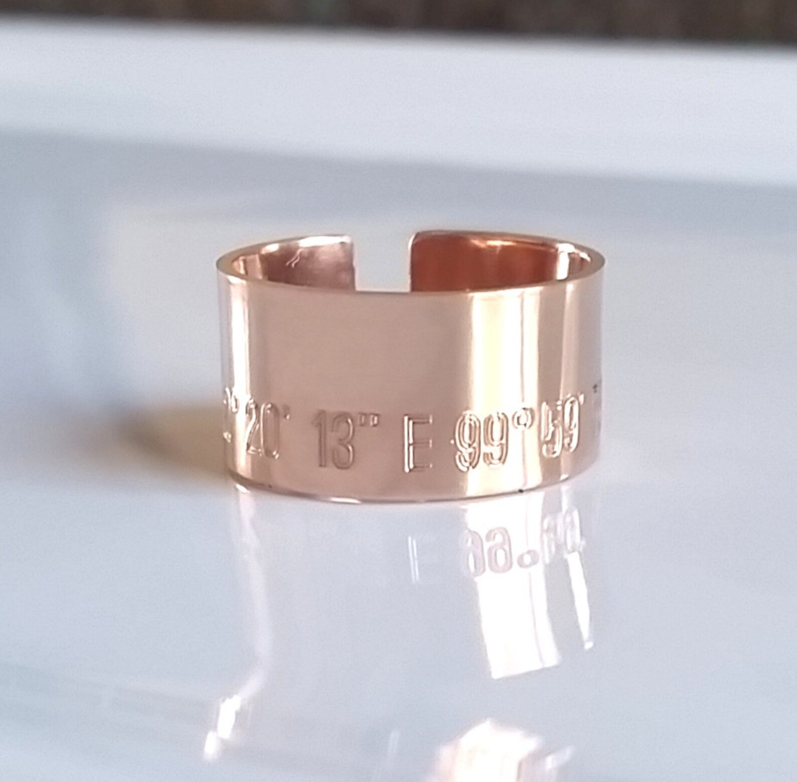 Rose Gold Coordinates Ring Rose Gold Band GPS Coordinates Etsy
