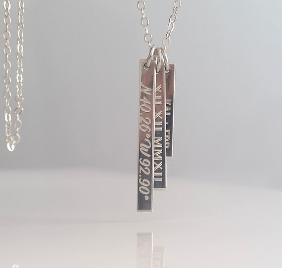 Dainty Personalized Tiny Bars Necklace - Silver Gold or Rose Gold