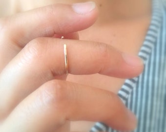 Dainty Hammered Gold Cuff Ring: Minimalist Stacking Midi Ring