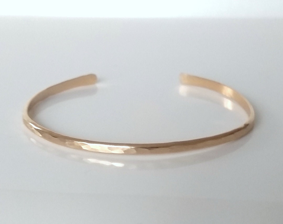Hammered Gold Cuff Bracelet Thin Gold Cuff Skinny Gold Etsy