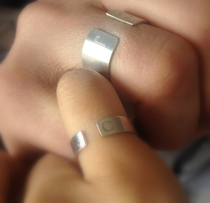 Men's Initial Ring personalized Sterling Silver Ring Etsy