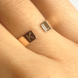 Initial Ring - Personalized Gold Ring - Couples Ring - Relationship Ring - Custom Engraved Gold Ring - Open Ring
