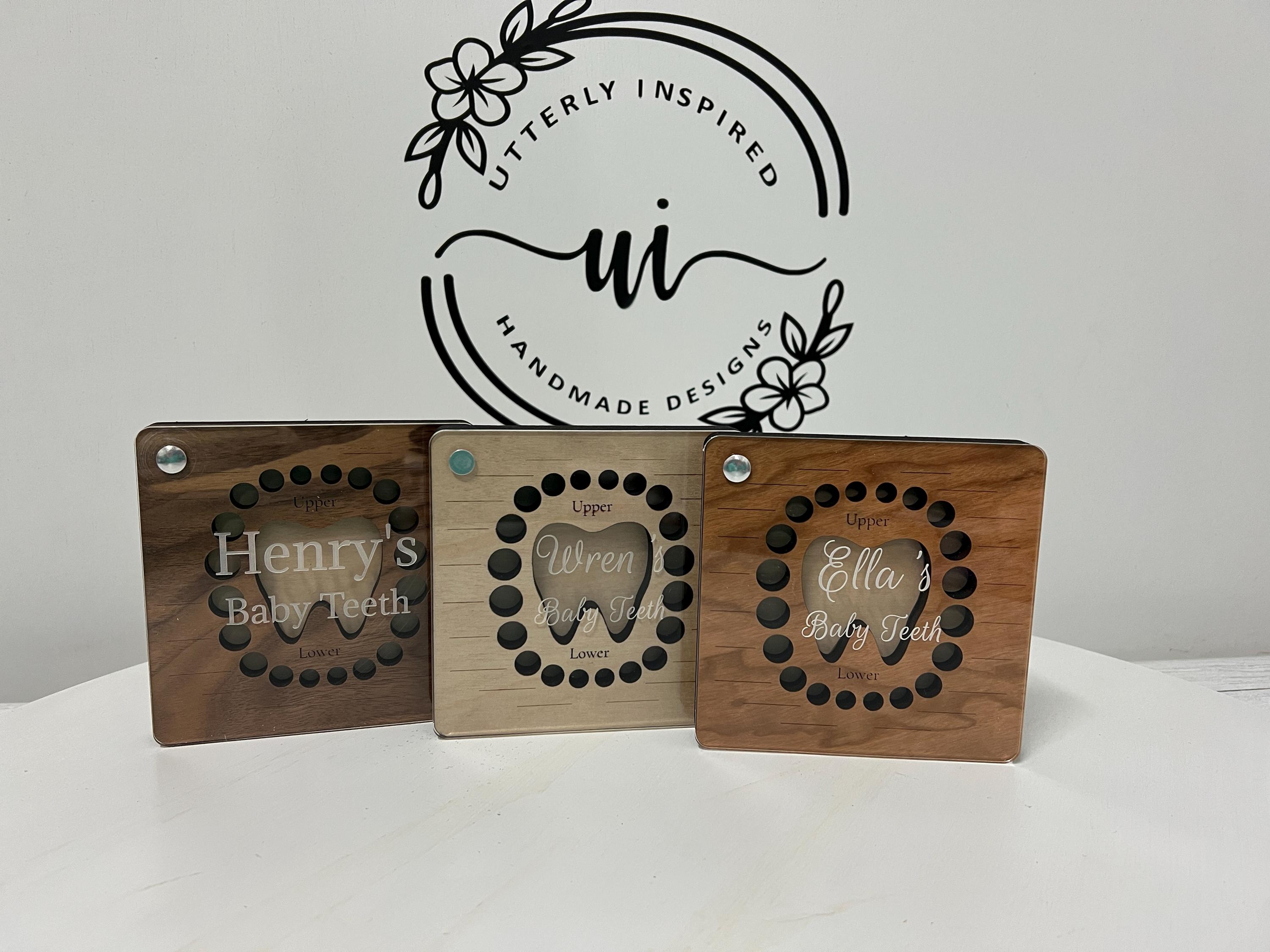 Set Tooth Box Design Personalized Wooden Baby Teeth Box: Engraved Keepsake, Walnut Cherry ...