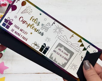 Boleta Personalizado de Viaje Sorpresa-Regalo de Cumpleaños