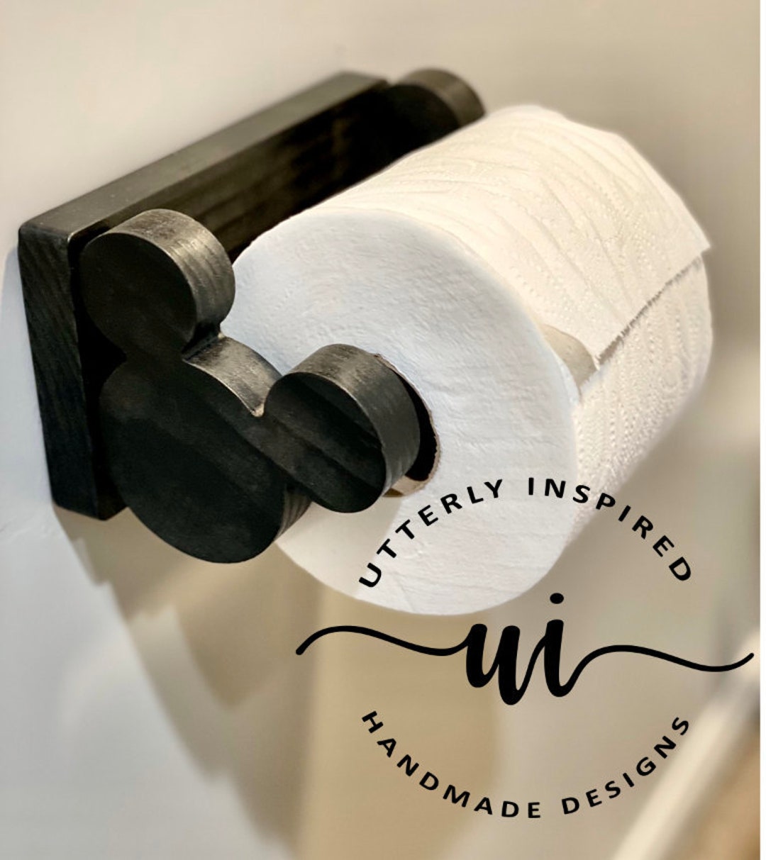Wall Mount Mouse Inspired Toilet Paper Holder - Black, No personalization