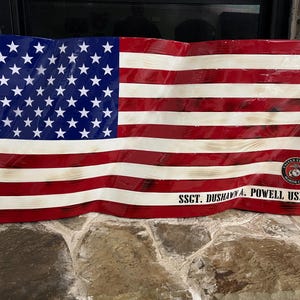 Hand carved, solid wood American flag wall decor