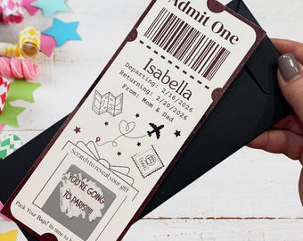 Vacation Foil Ticket Reveal Cards for Birthday/Celebration/Vacation