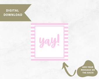 Yay! Gift Tag, Baby Girl Gift Tag, Celebration Gift Tag, Congratulations Gift Tag