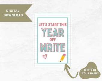 Let's Start This Year Off Write Gift Tag, Teacher Gift Tag, Pencil Gift Tag, New School Year Gift Tag