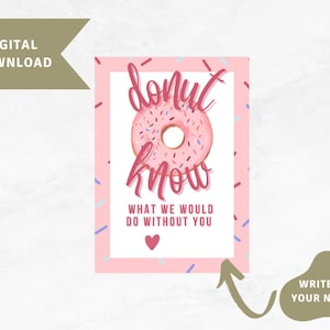 Donut Know What we Would do Without You Gift Tag, Donut Gift Tag, Teacher Appreciation, Employee Appreciation, Thank you Tag
