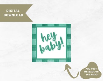 Hey Baby! Gift Tag, Baby Gift Tag, Celebration Gift Tag, Gender Neutral Gift Tag, Congratulations Gift Tag