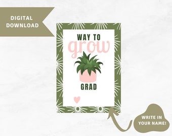 Way to Grow Grad Gift Tag, Graduation Gift Tag, Graduation Gift