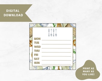 Weekly Menu Cards