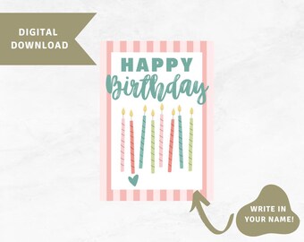 Happy Birthday Gift Tag, Birthday Gift Tag, Colorful Happy Birthday Gift Tag, Birthday Candles Gift Tag,