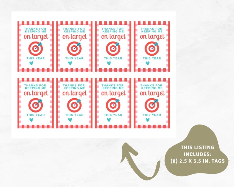 Thanks for Keeping Me on Target Gift Tag, Teacher Appreciation Gift Tag, Target Gift Tag, End of