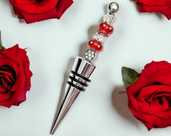 Bottle Stopper, Wine Stopper, Mother's Day, Engagement Gift, European Charm Beads