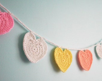 Valentine's Day Garland of Hearts Crochet Pattern PDF Download