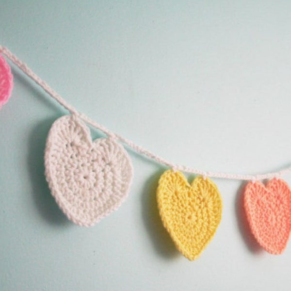 Valentine's Day Garland of Hearts Crochet Pattern PDF Download