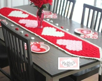 Valentine's Day Table Runner Crochet Pattern PDF Download