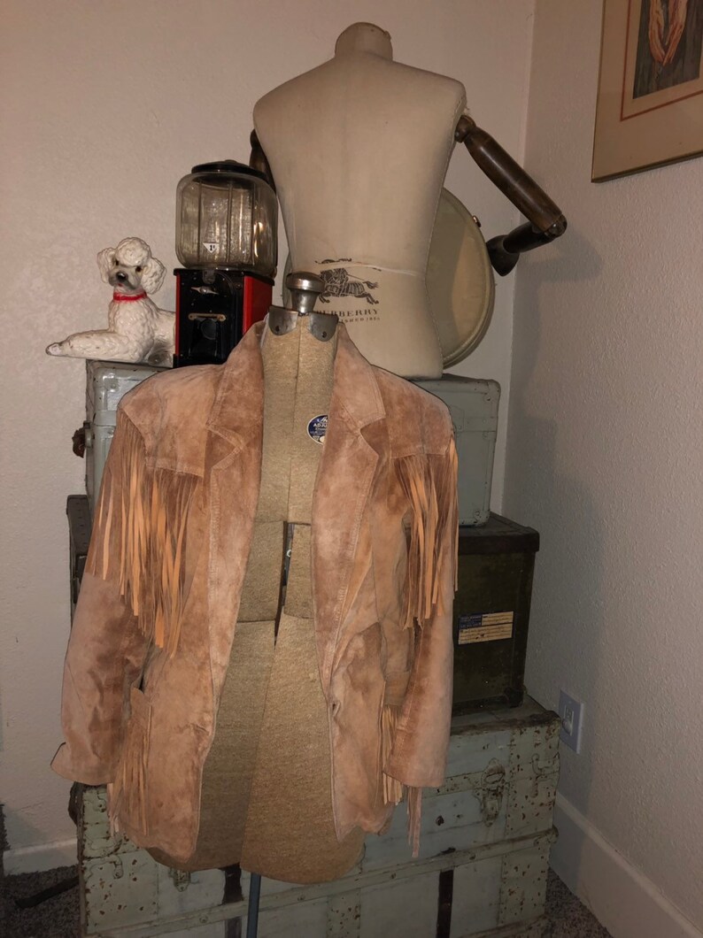 Tan Suede Fringe Jacket Size small.