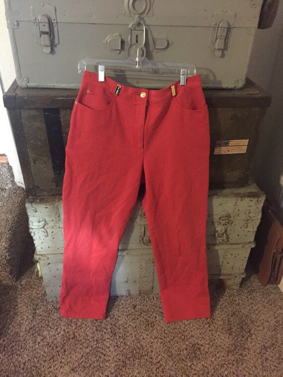 red pants jeans