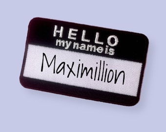 HELLO my name is patch embroidered iron on customisable badge