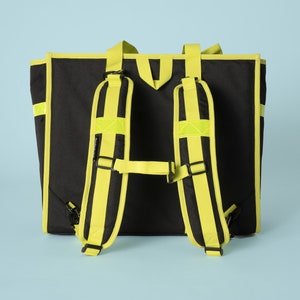 Neon black Retro bicycle pannier / tote bag / detachable backpack straps Regular