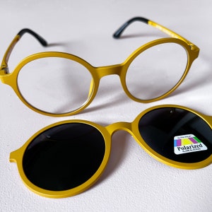 Yellow Ultralight reader glasses with magnetic sun shades 1.5 image 6