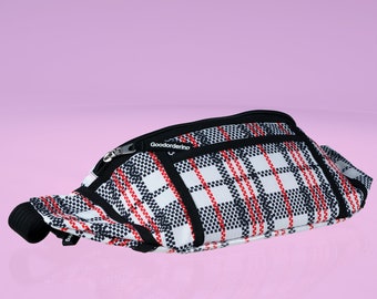 Tartan bum bag with adjustable strap clear pocket waterproof Goodordering checkered plaid laundry bag