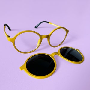 Yellow Ultralight reader glasses with magnetic sun shades 1.5 image 2