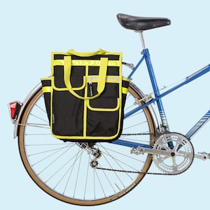 Neon black Retro bicycle pannier / shoulder bag / backpack market shopper Goodordering