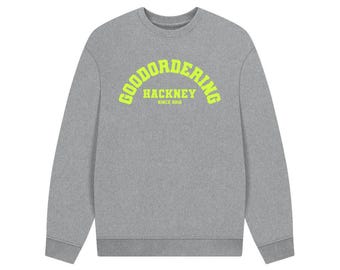 Goodordering オーバーサイズ スウェットシャツ グレー ライム ロゴ付き
