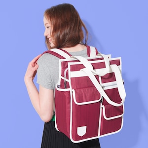 Retro bicycle pannier / shoulder bag / backpack maroon