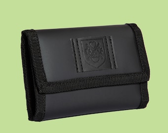 Matt black waterproof velcro wallet zip pockets