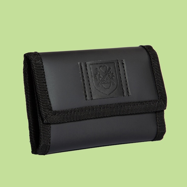 Matt black waterproof velcro wallet zip pockets