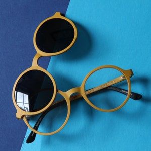 Yellow Ultralight reader glasses with magnetic sun shades 1.5 image 5