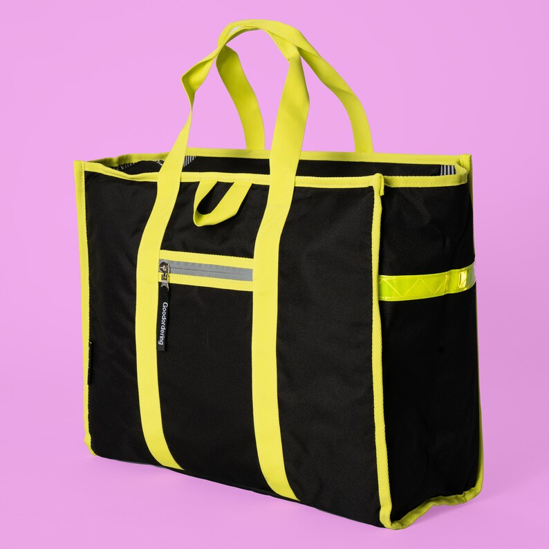 Neon black Retro bicycle pannier / tote bag / detachable backpack straps zdjęcie 2