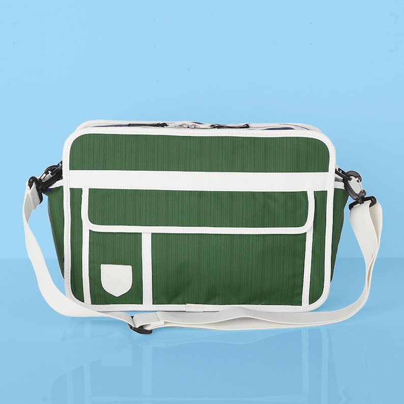 Retro Messenger bicycle bag & Pannier Green image 1