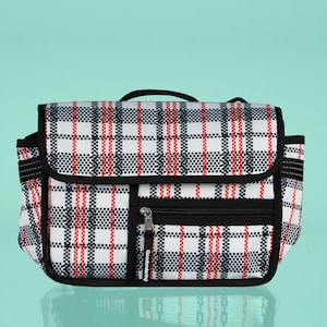 Tartan Bicycle Handlebar Bag, Recycled Nylon Plaid Pannier