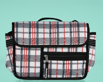 Sacoche de guidon de vélo tartan, sacoche à carreaux en nylon recyclé