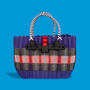 Bicycle Pannier recycled black plastic woven basket tote bag